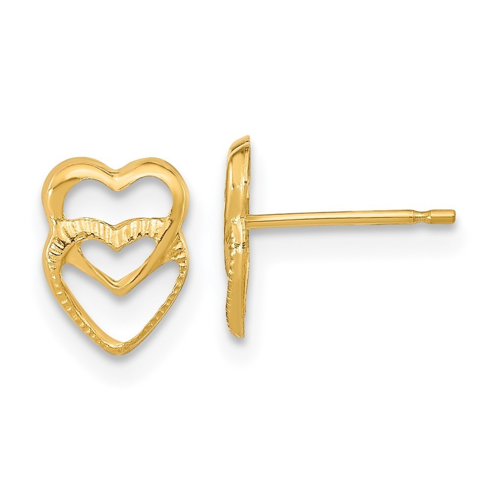 14k Yellow Gold Madi K Children's Kids Girls Jewelry Hearts Post Earrings